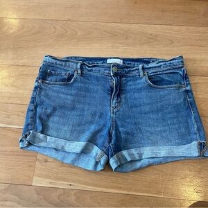 LOFT Blue Jean Shorts with Cuffed Hem